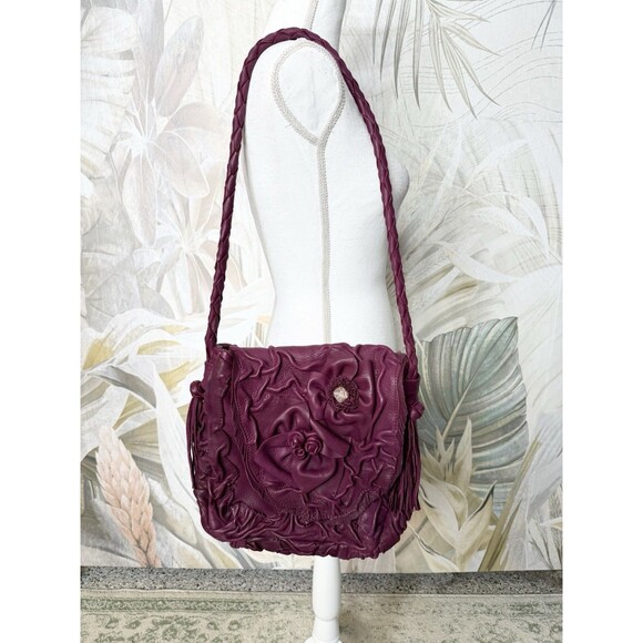 Vicki Love Designs Plum Purple Handmade Leather Crossbody Shoulder Purse Bag - Picture 1 of 9